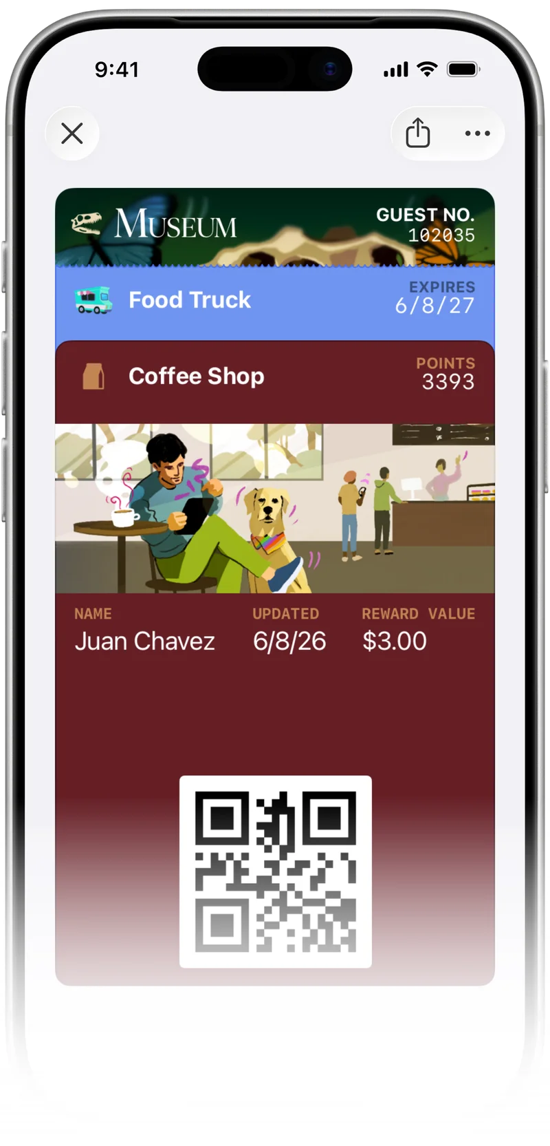 Loyalty cards in Apple Wallet: museum, food truck and coffee shop